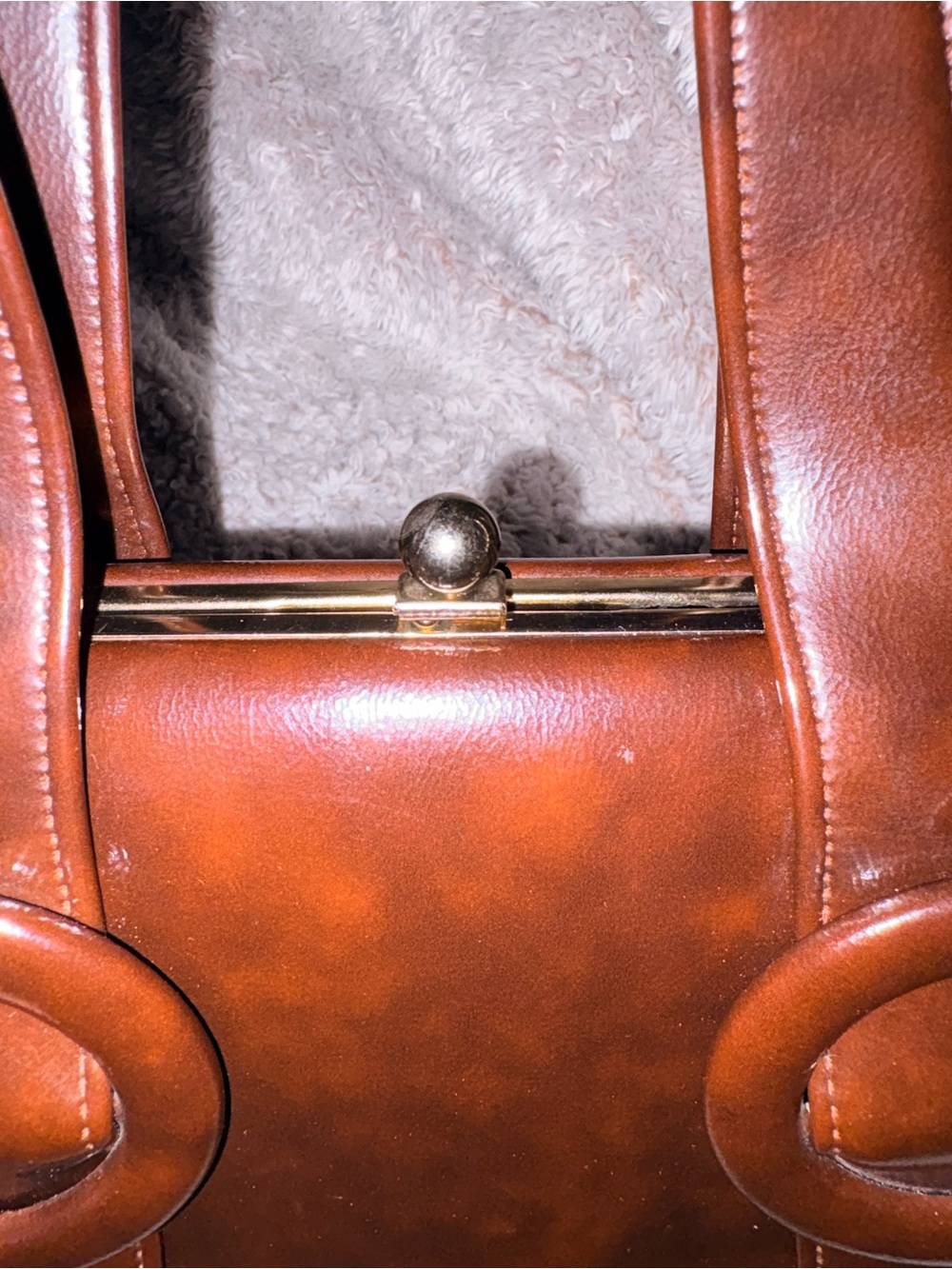 Vintage Brown Faux Leather Handbag - Picture 7 of 11